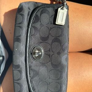 Coach Black and Gray Signature Wristlet